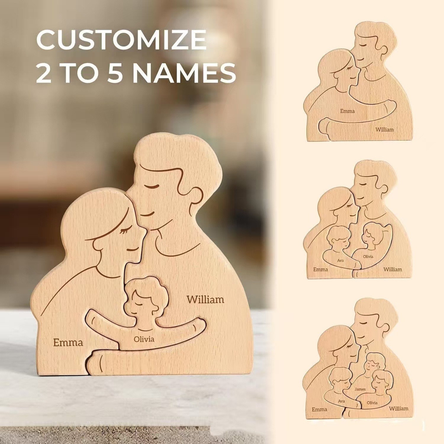 Personalized Name Wooden Family Puzzle Gift
