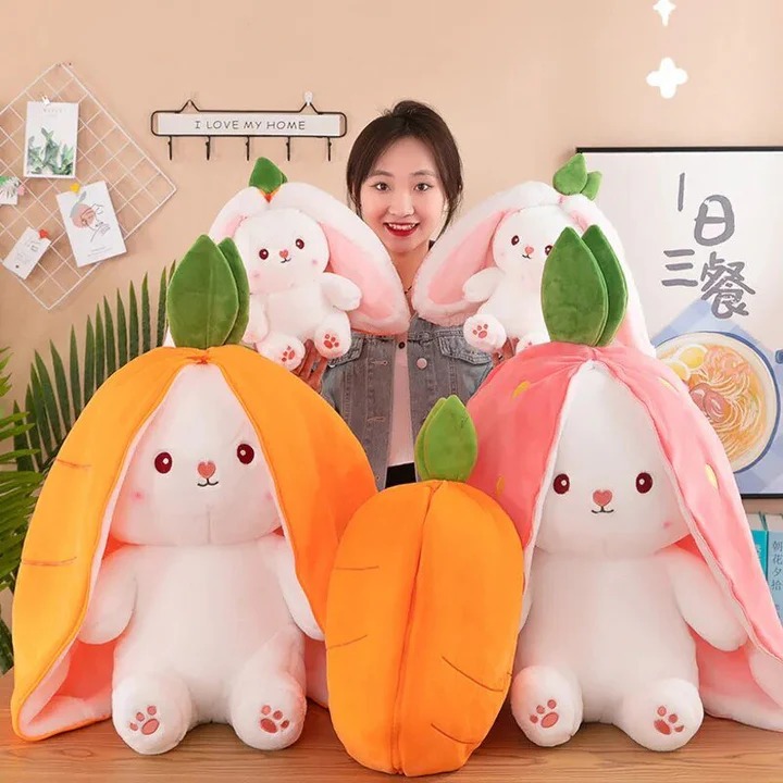 Strawberry & Carrot Style Plushy Sprout Bunny with Magical Transformation