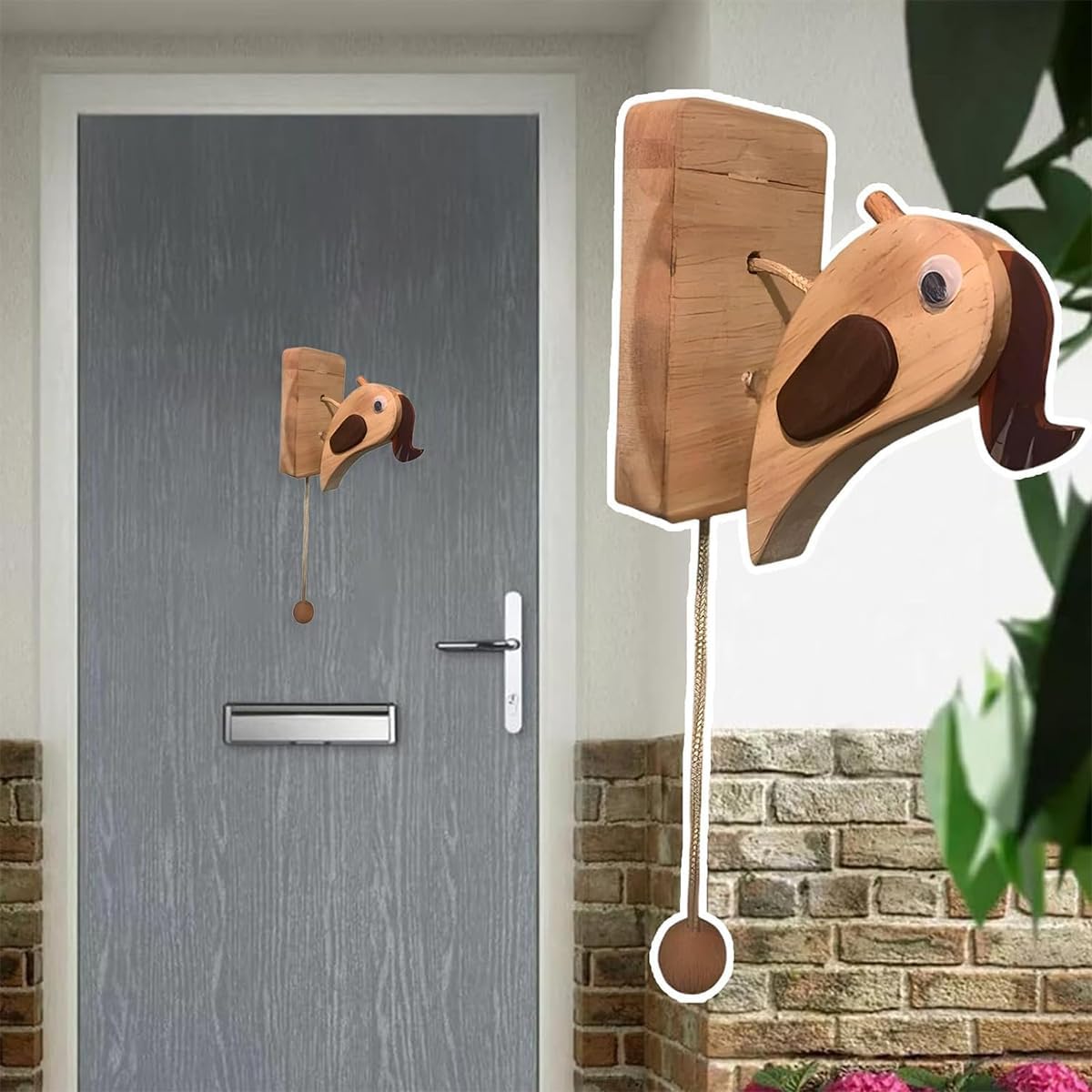 Creative Rope Pull Woodpecker Doorbell Chime