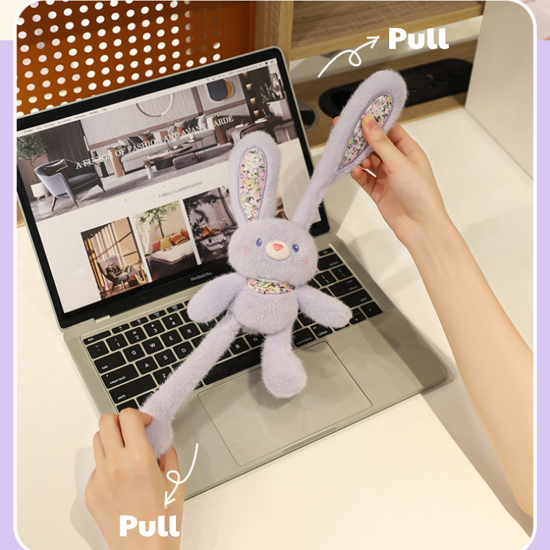 Cute Pulling Floral Bunny, Fun Interactive Plush Toy - Image 3
