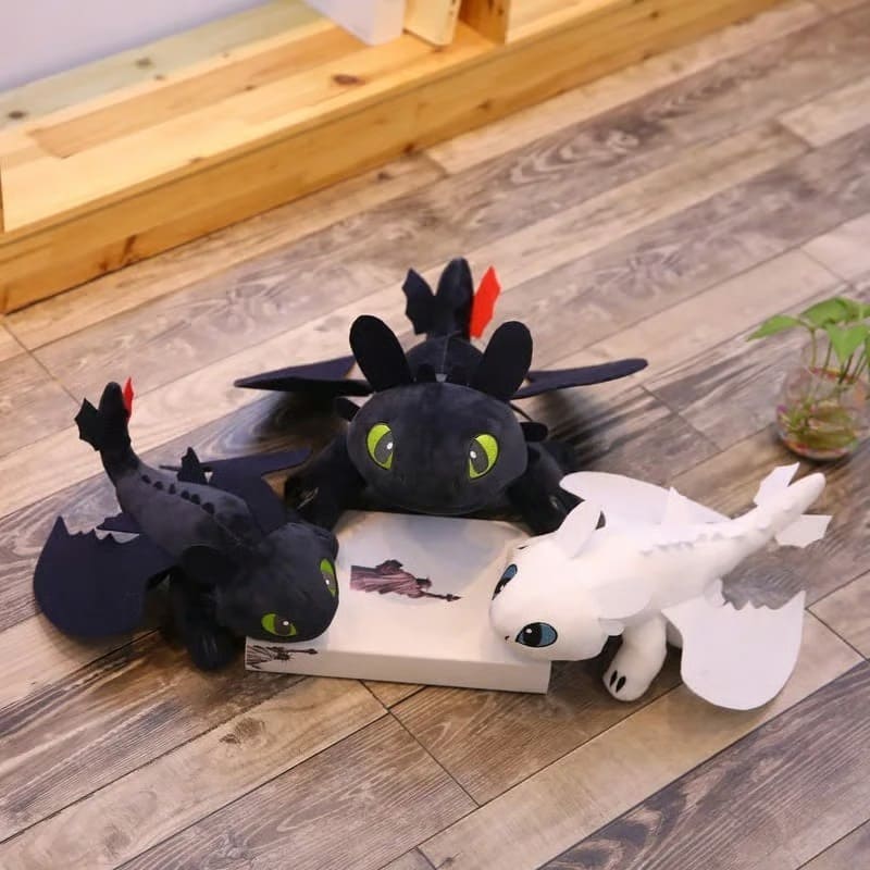 Cute Toothless & Light Fury Car Plush for Helmets & Dashboards