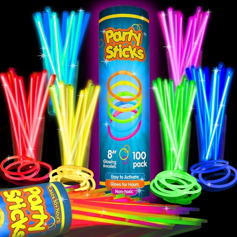 100-Pack Bright Waterproof Glow Sticks for Summer Parties