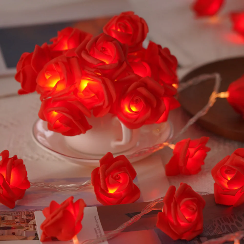 Romantic Home Decoration LED Simulation Rose Lights String - Image 10