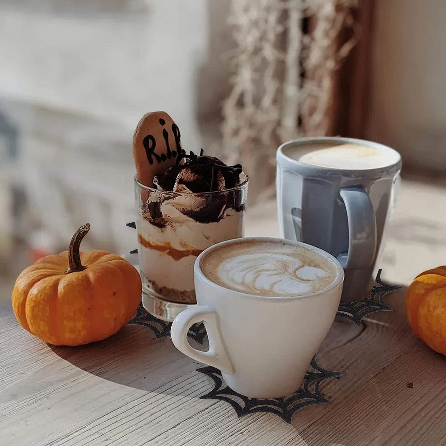 Halloween Acrylic Horror Cup Mat Spider Web Coasters - Image 3