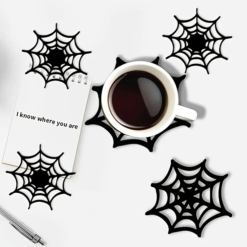 Halloween Acrylic Horror Cup Mat Spider Web Coasters