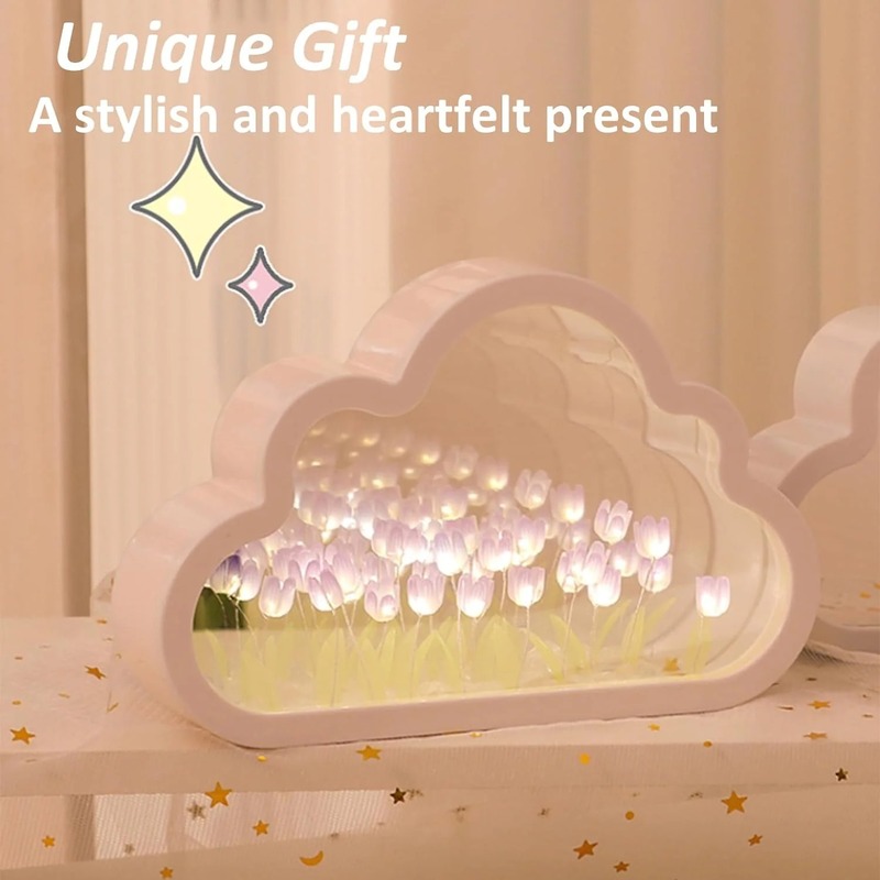 Creative Dreamy DIY Tulip Mirror Cloud Night Light - Image 2