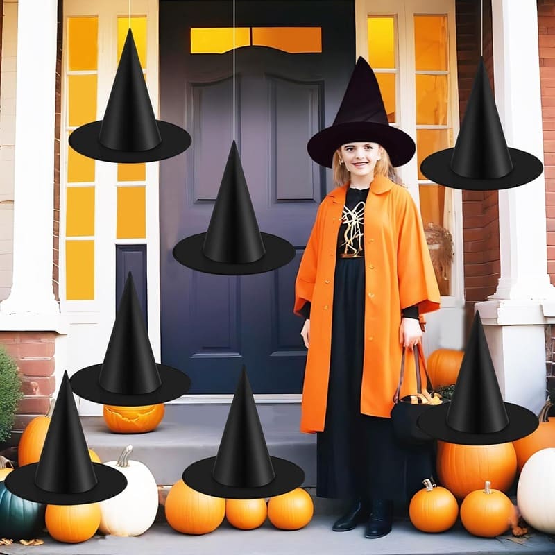 12 Pcs Spooky Hanging Floating Witch Hat for Haunted Nights