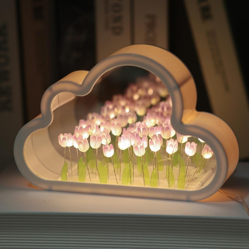Creative Dreamy DIY Tulip Mirror Cloud Night Light - Image 6