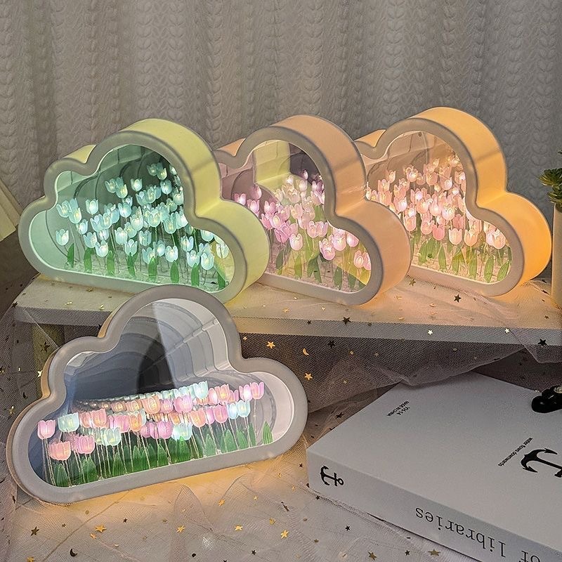 Creative Dreamy DIY Tulip Mirror Cloud Night Light - Image 9