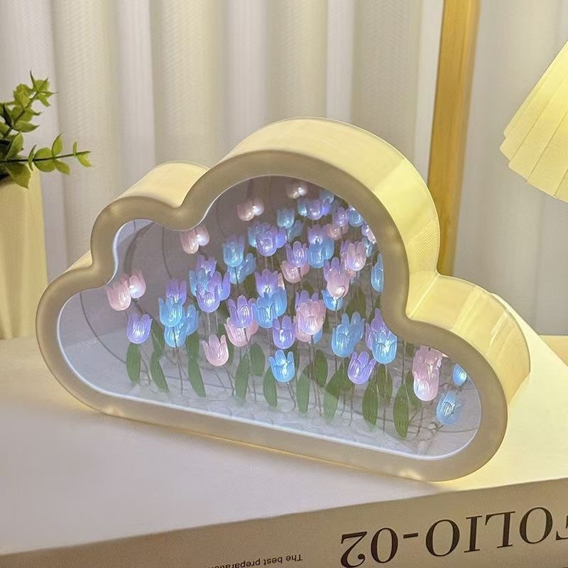 Creative Dreamy DIY Tulip Mirror Cloud Night Light - Image 5