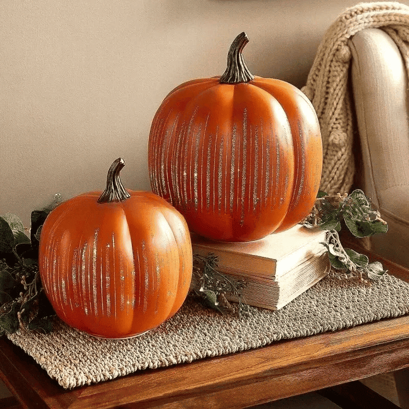 Decorative LED Glass Twinkle Light Pumpkins for Halloween