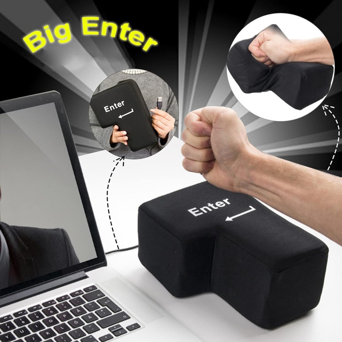 Stress Reliever Big Enter Button Pillow