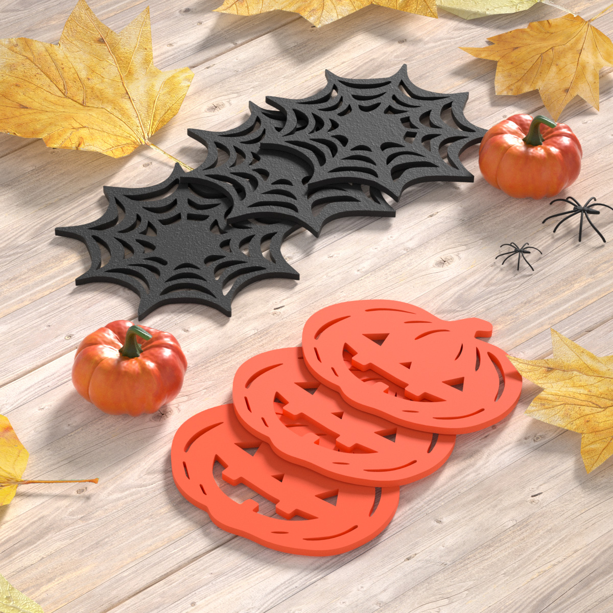 Halloween Acrylic Horror Cup Mat Spider Web Coasters - Image 2