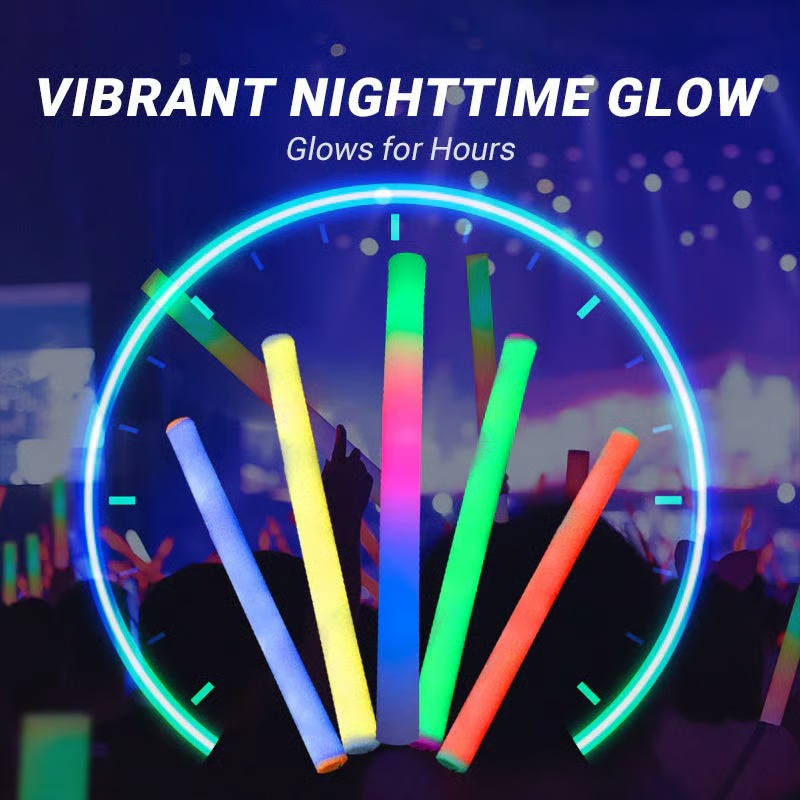 Cheer Tube Colorful Atmosphere 5pcs Vibrant LED Foam Glow Sticks