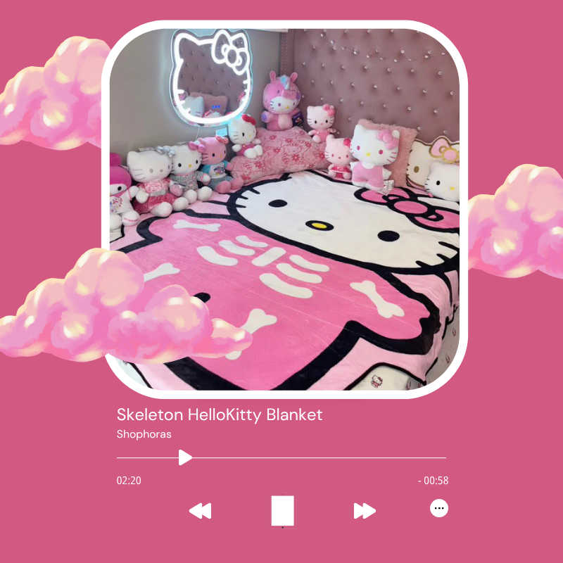 🎀Free Shipping🎀 Cozy Halloween Skeleton HelloKitty Blanket