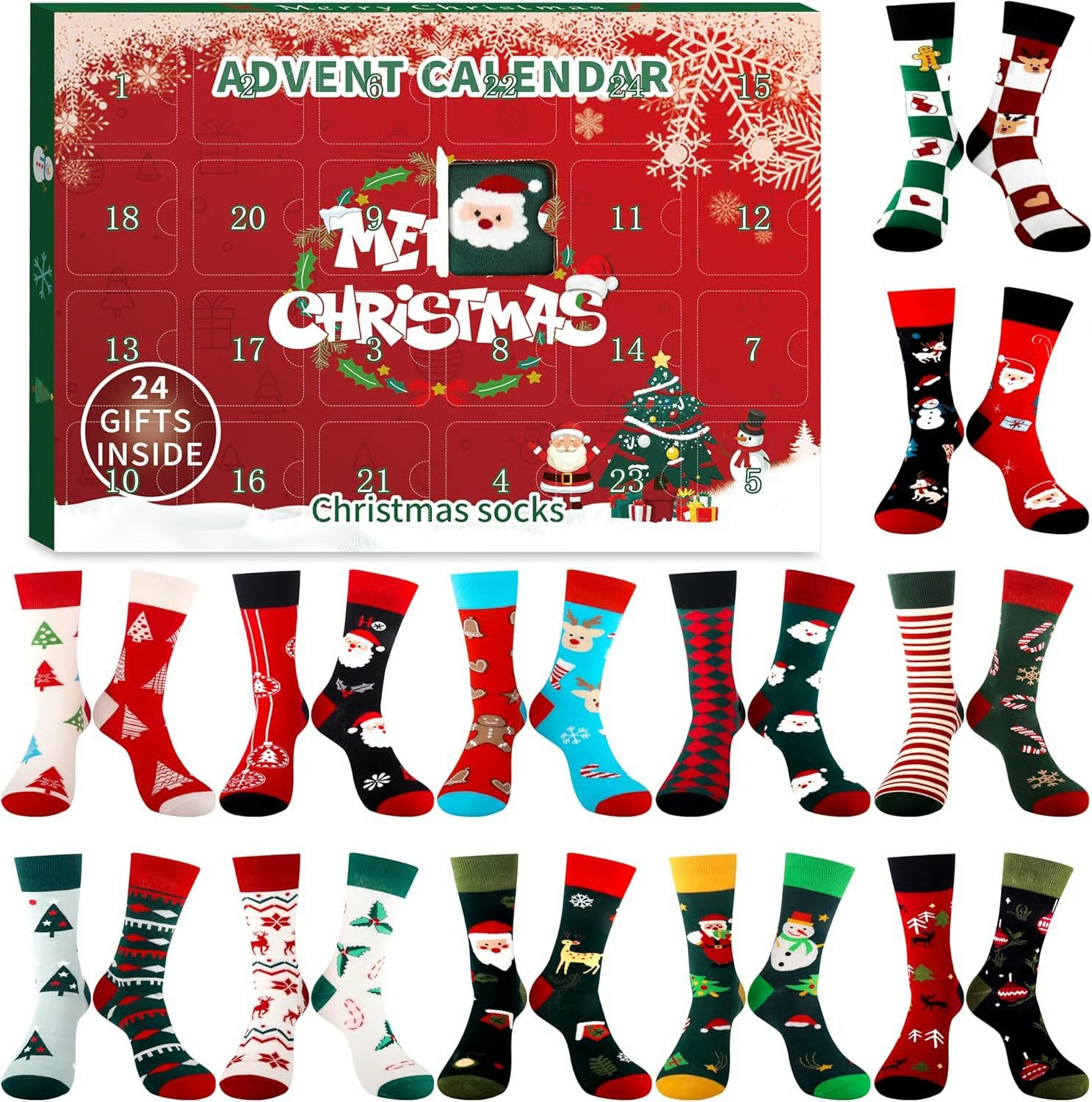 🧦24 Day Christmas Warm Socks Advent Calendar🎄