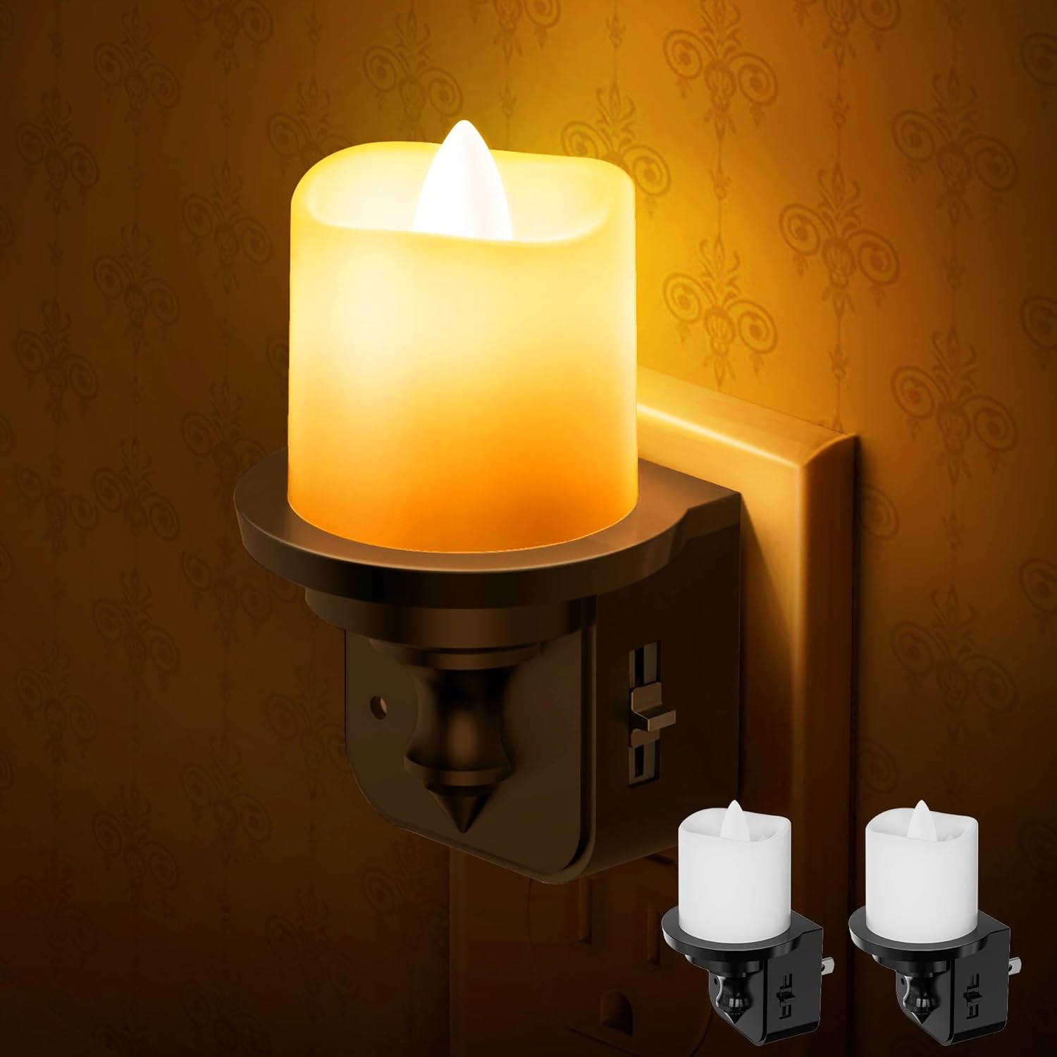 2 PCS Plug into Wall Flameless Candle Sensor Night Light