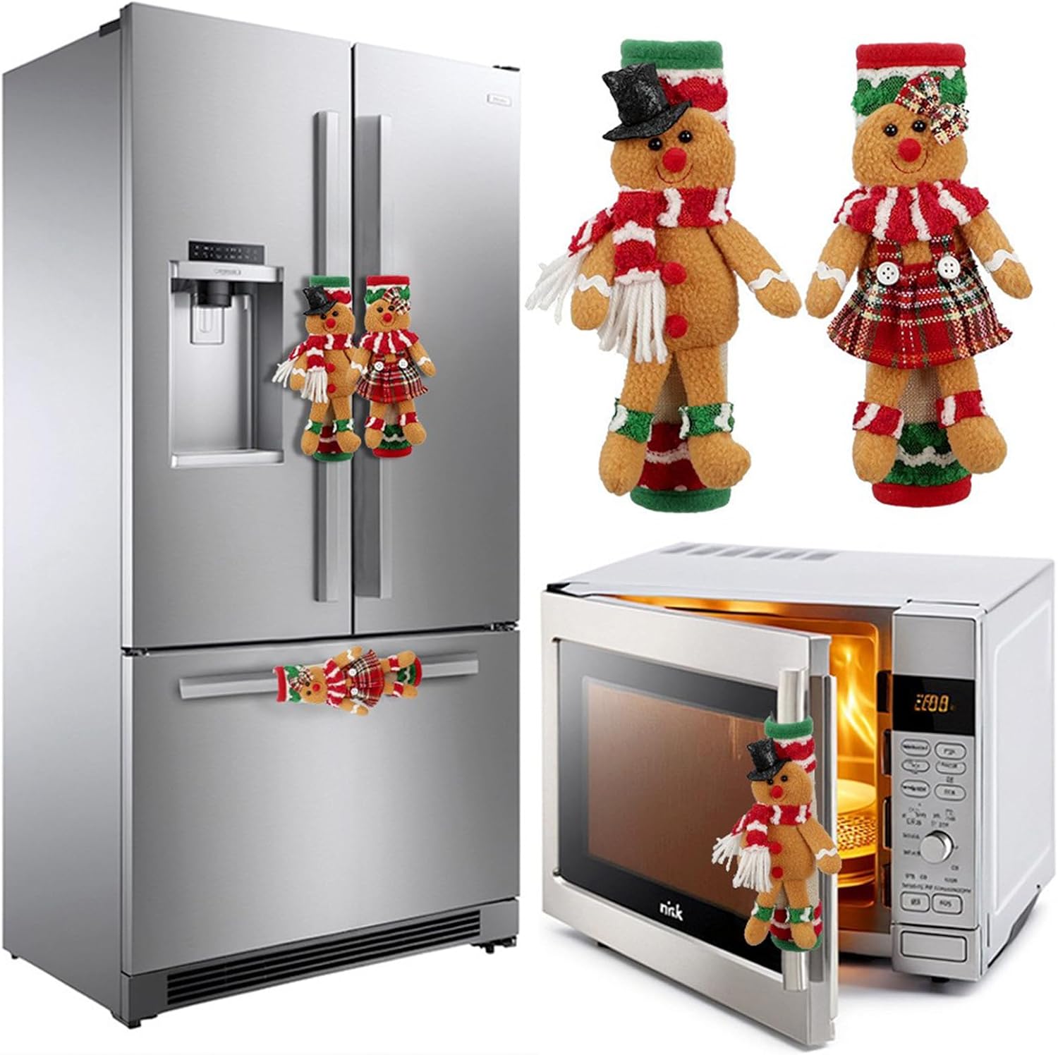 2 PCS Christmas Handle Covers for Fridge, Microwave and Cabinet Door