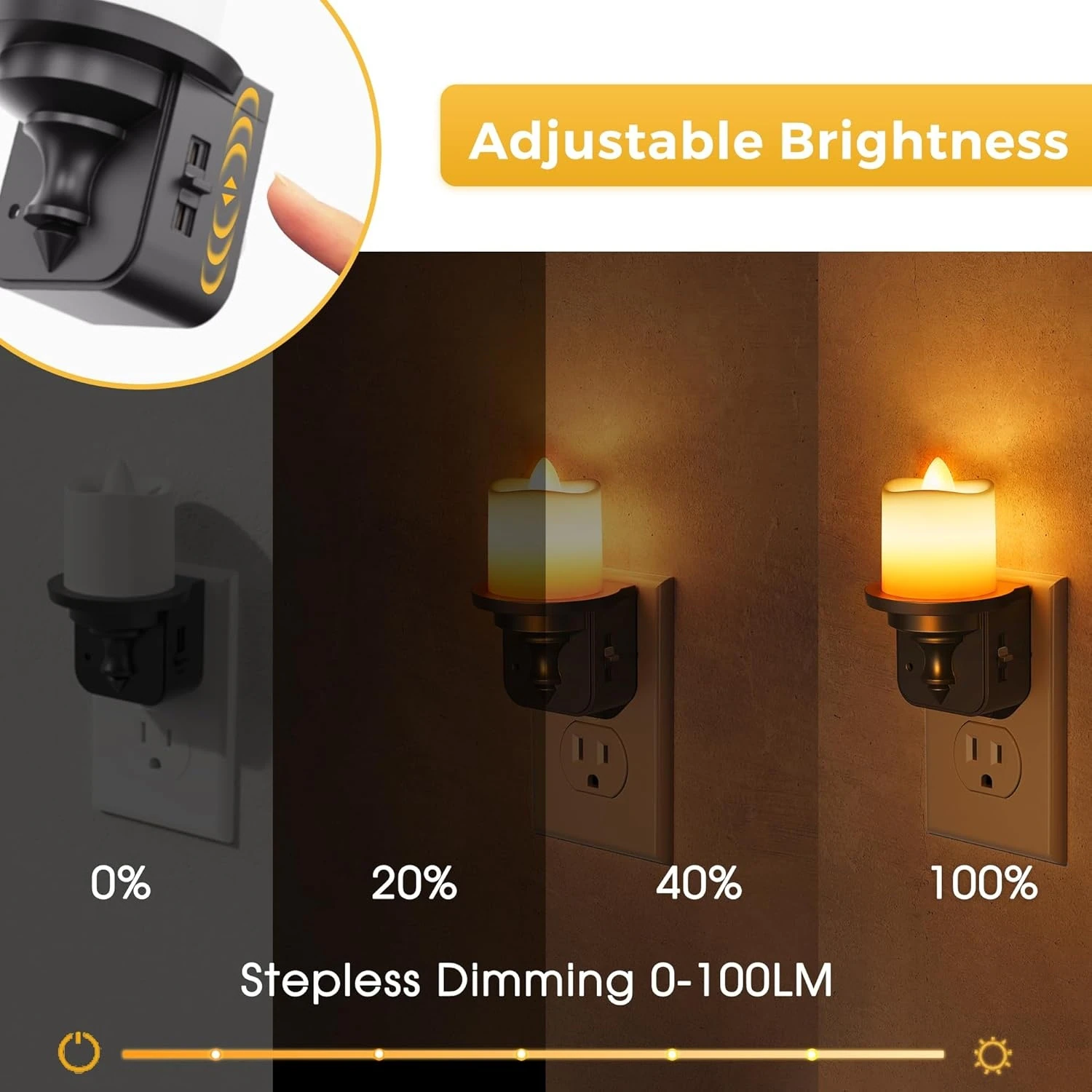 2 PCS Plug into Wall Flameless Candle Sensor Night Light - Image 5