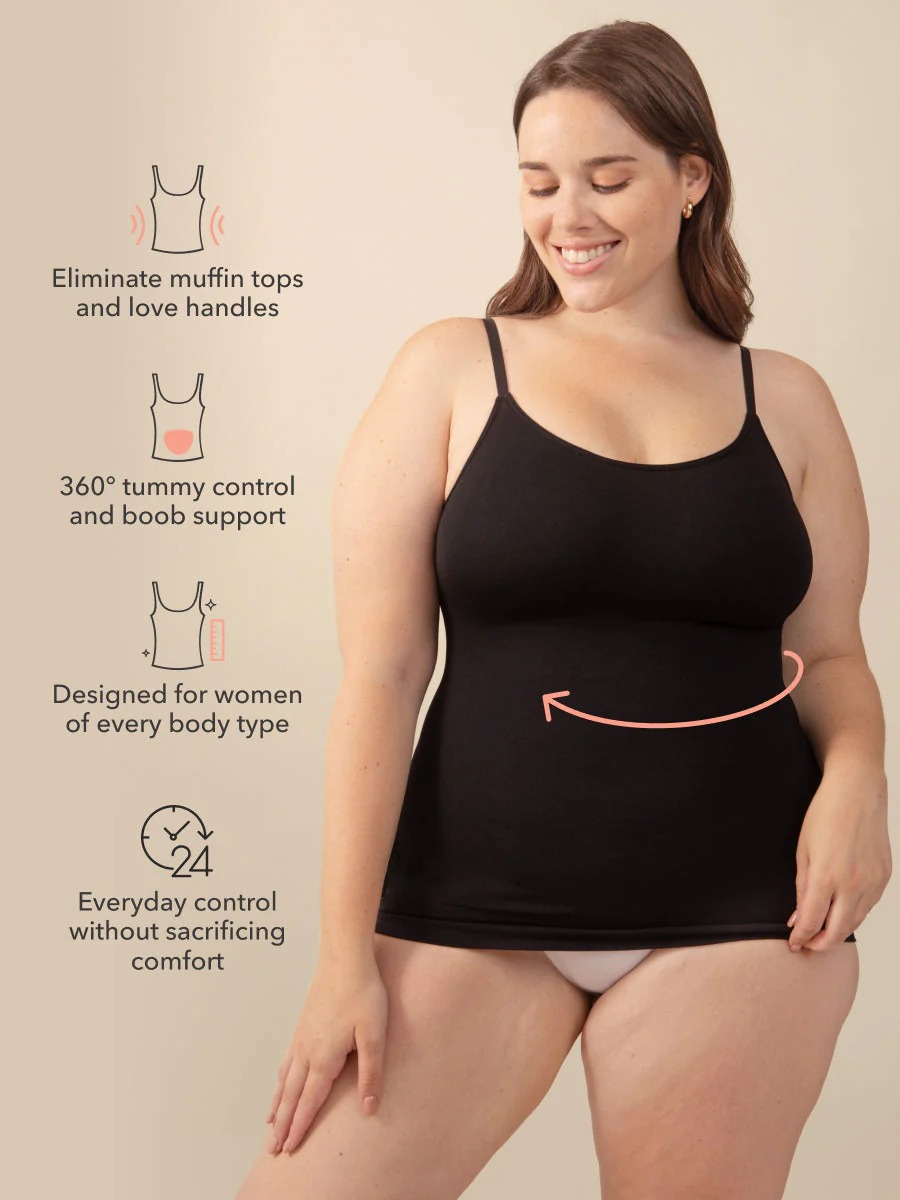 ✅ All-Day Tummy Control & Bust Support Scoop Neck Cami